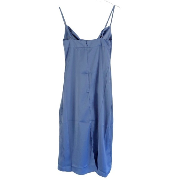 We Wore What NWT Slate Blue Satin Slip Dress - Picture 5 of 12
